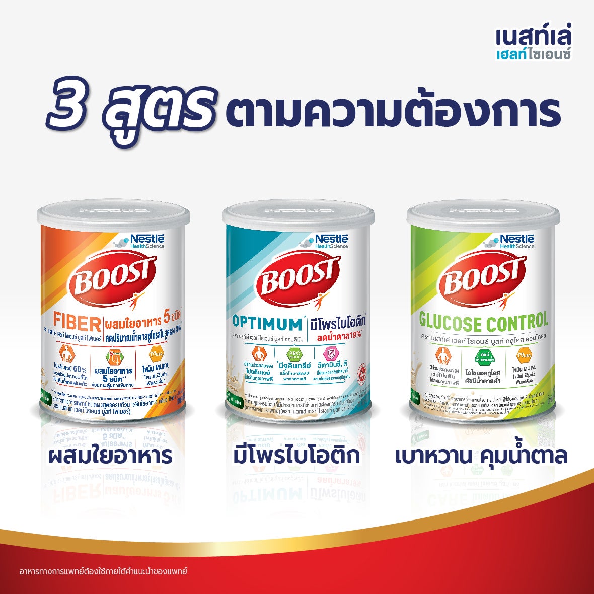 บูสท์ ไฟเบอร์, บูสท์ ออปติมัม, บูสท์ กลูโคส คอนโทรล, Boost Fiber, Boost Optimum, ฺBoost Glucose Control